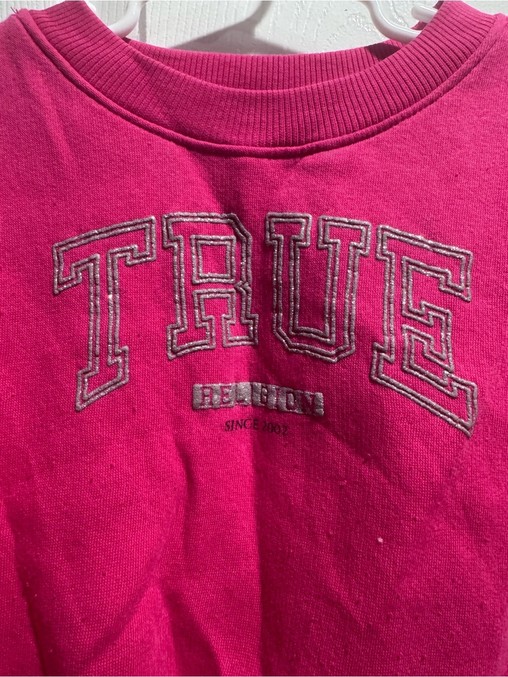 True Religion Kids Hot Pink 'TRUE' Logo Pullover Sweatshirt